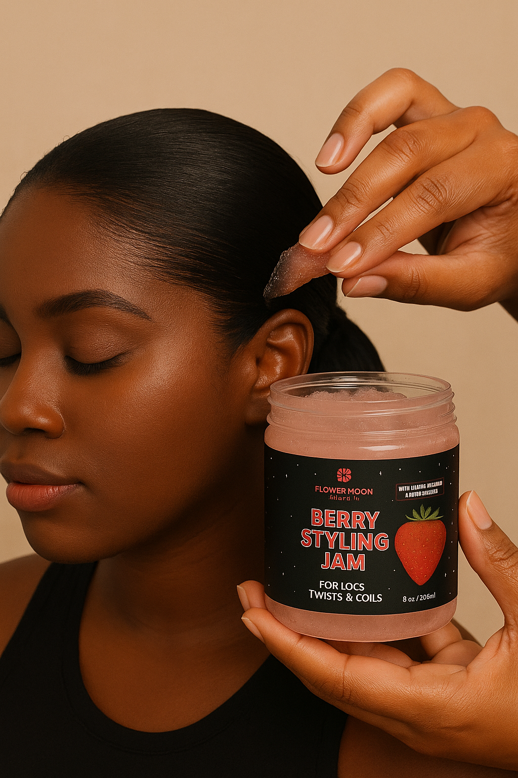 Berry Hair Styling Jam With Aloe Vera, Collagen and Real Strawberries (For Locs, Twists and Coils) - Flower Moon Shop