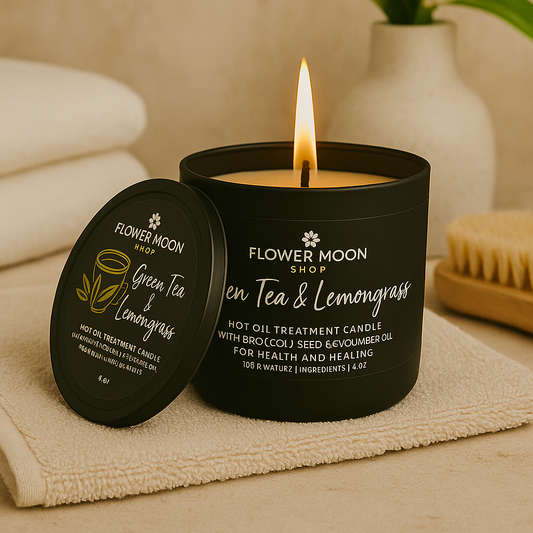Green Tea & Lemongrass Hot Oil Treatment Candle - Flower Moon Shop