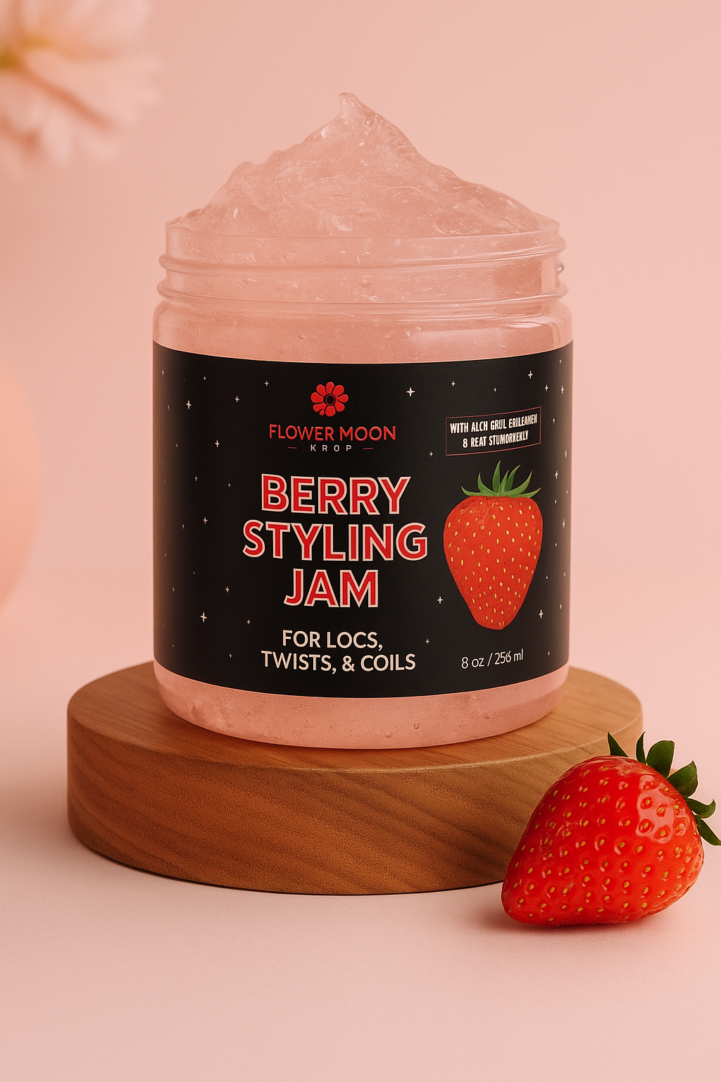 Berry Hair Styling Jam With Aloe Vera, Collagen and Real Strawberries (For Locs, Twists and Coils)